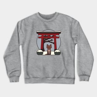 Kitsune - Fox visits Shrine in Japan - Winter Crewneck Sweatshirt